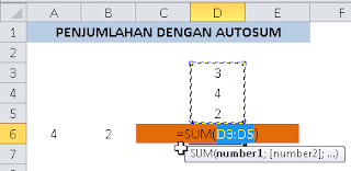Penjumlahan kesamping dengan AutoSum